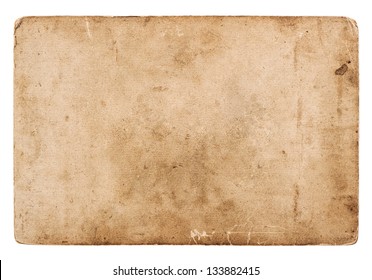 old blank photo card isolated on white. vintage grunge paper background