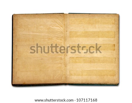 Old blank stamp book album isolated on white background