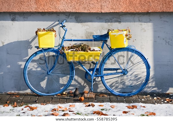 yellow basket bike