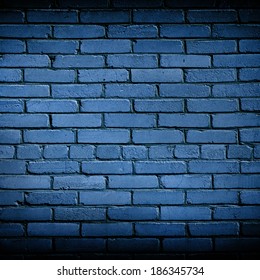 Old blue brick wall 