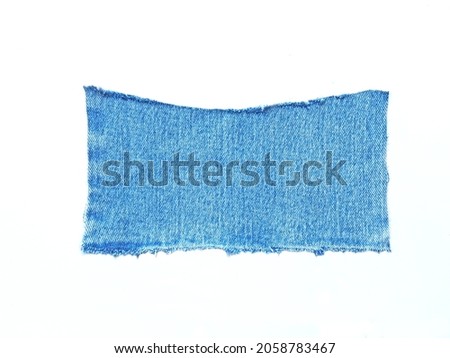 old blue denim in a rag square shape on white background,isolate