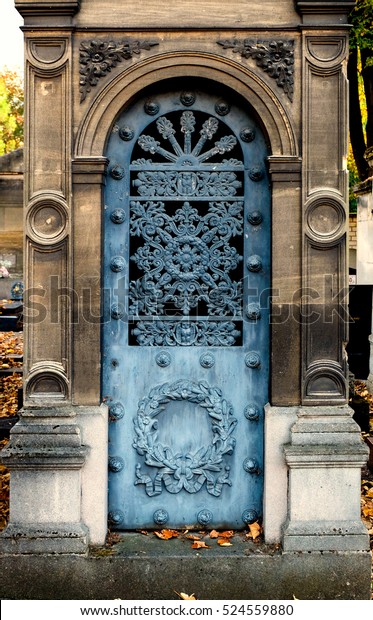 Old Blue Iron Door On Exterior Stock Photo Edit Now 524559880