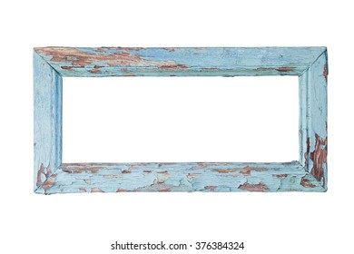 Old blue isolated wooden frame