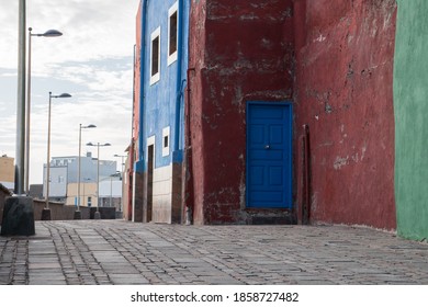 
Old Blue Neighborhood Door Ajar