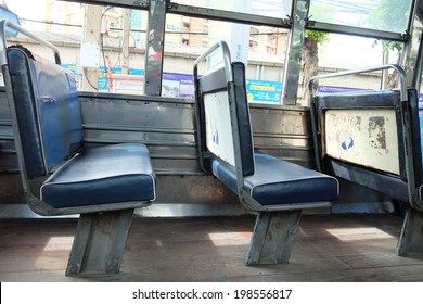 Old Blue Seat On Bus 