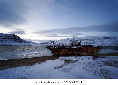 Old Boat At Artic Ocean