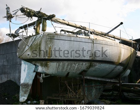 An old boat in the boatyard