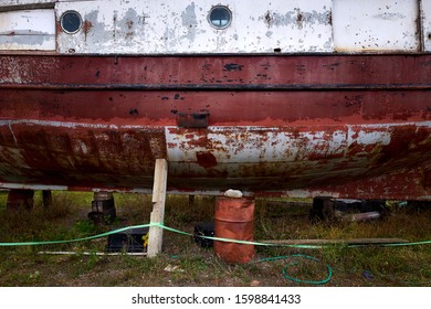 Old Boat Hull In Boatyard