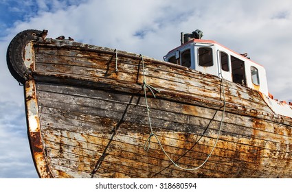 Old Boat Hull In Dry Dock