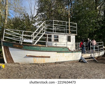 Old Boat On A Pumpkin Farm In White Rock, BC For Kids To Play On.  Taken On October 28, 2022.