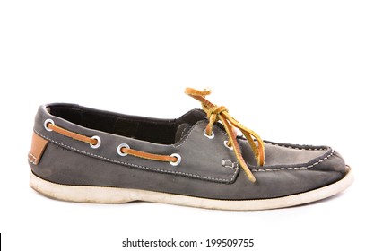 Old Boat Shoes On White 