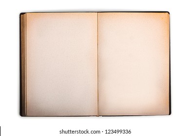 Old Book With Blank Yellow Stained Pages