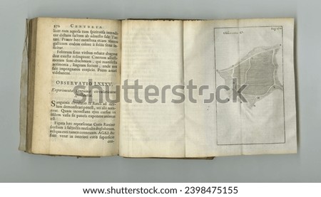 Old book, chapter and study of information on paper in antique, vintage or science textbook with knowledge. Archive, illustration and diagram on parchment with research notes on health and surgery