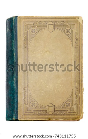 Old book cover isolated on white