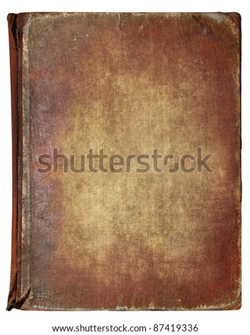 Old book cover, vintage texture, isolated on white background