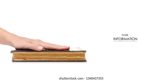old book in hand pattern on a white background. Isolation