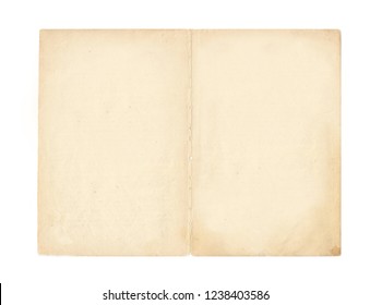 Old Book Isolated On White Background.  Spread Of The Book - An Old Yellowed Page With Ragged Edges