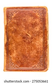 Old Book Leather Cover Isolated On White Background