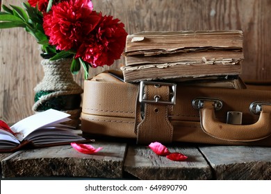 Old Book Leather Suitcase