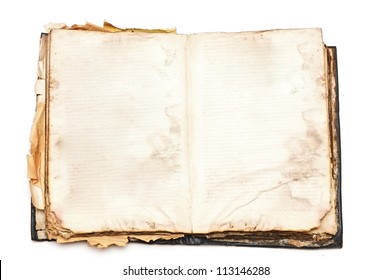 Old Book Open Isolated On White Background