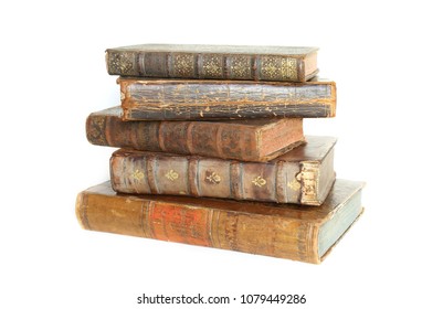 old books isolated on white.
