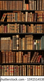 Old Books On Wooden Shelf