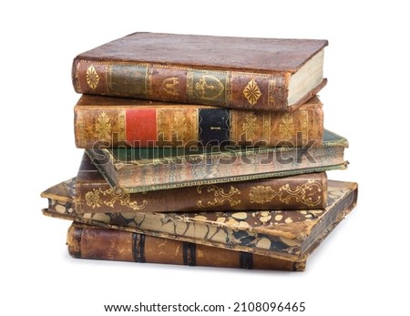 Old books, vintage covers. Set of old books on a white background