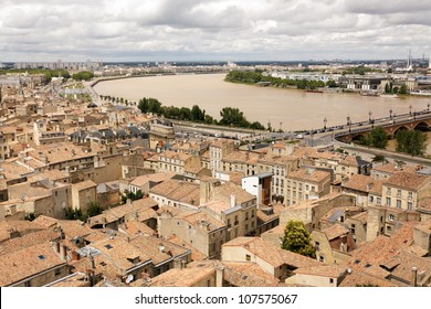 Old Bordeaux Cityscape And Garonne River, France