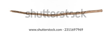 old bough wooden stick isolated on white background
