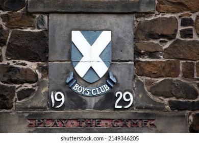 Old Boys Club Door Signage On An Ancient Building In Stirling Scotland