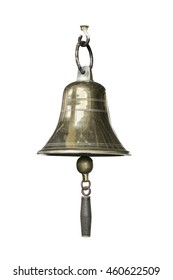 Old brass bell isolate on white background with clipping path