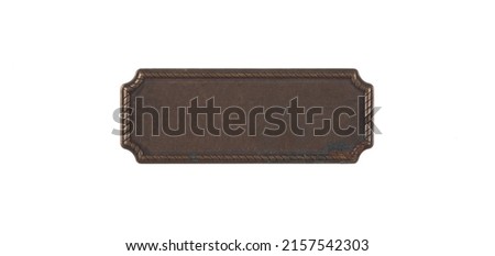 old brass blank sign isolated on white background
