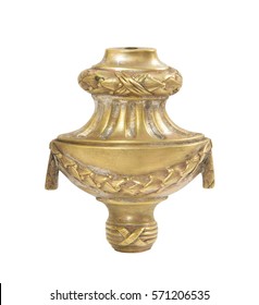 Old Brass Candle Holder On White Background