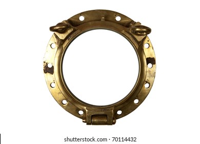 Old brassy ship window - Shutterstock ID 70114432