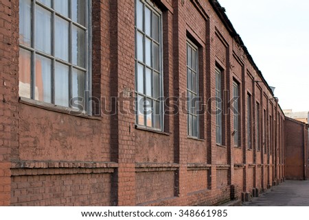 Old brick building. Old factory. Factory wallpaper