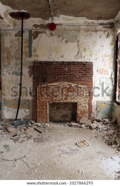 Old Brick Fireplace Abandoned Building Natural Stock Photo Edit