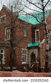 Old Brick Gothic House In Winter