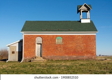 Old Brick One-room Schoolhouse In The Morning Light.  German Valley, Illinois, USA