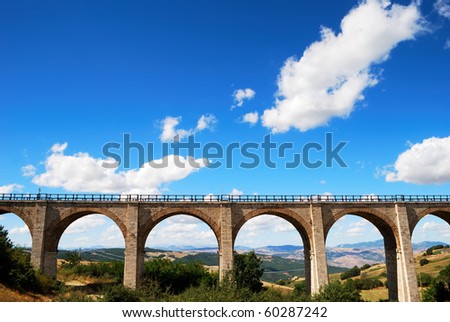 Old brick railway bridge in Molise, center Italy