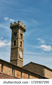 Old brick tower with clock