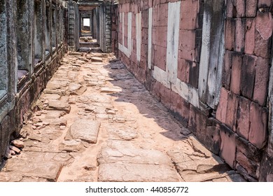Old brick walk way in sunlight