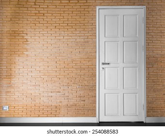 Old Brick Wall And Door Texture Background