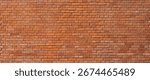 Old Brick Wall Texture Background, Red Brick Blocks Wall, Ancient Bricks Fence, Retro Stonewall with Copy Space, Brickwork Exterior Mockup