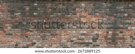 Old Brick Wall Texture Background, Red Brick Blocks Wall, Ancient Bricks Fence, Retro Stonewall with Copy Space, Brickwork Exterior Mockup