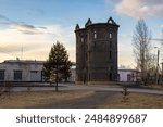 Old brick water tower. Zima city, Irkutsk region, Siberia, Russia. The water tower in the city of Zima was built in 1895. Historical landmark