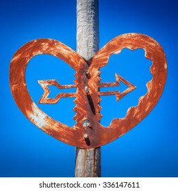 Old Bridge Heart With An Arrow Sculpture Landmark, Location - Wellington, New Zealand