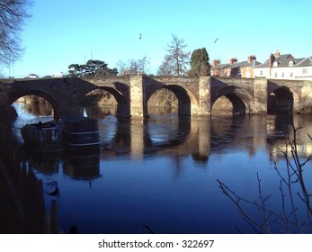 The Old Bridge, Hereford, England. Over The River Wye.