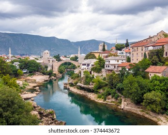 Old Bridge And Neretva River In Mostar, Bosnia And Herzegovina