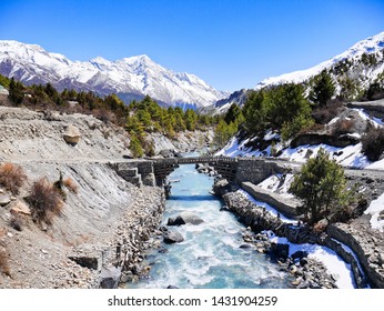 Old Bridge On The Annapurna Circuit Trek, Nepal