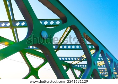 The Old Bridge over the Danube River in Bratislava, Slovakia. Green steel bridge 